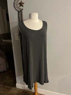 Logo layers Sleeveless Ruffle Hem Dress Charcoal Grey